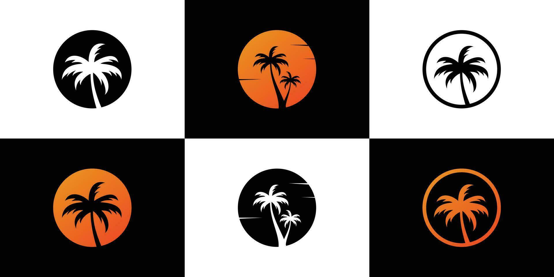 Set palm logo design with creative concept Premium Vector