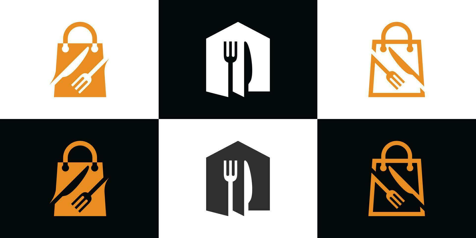conjunto comida logo diseño con creativo estilo concepto prima vector