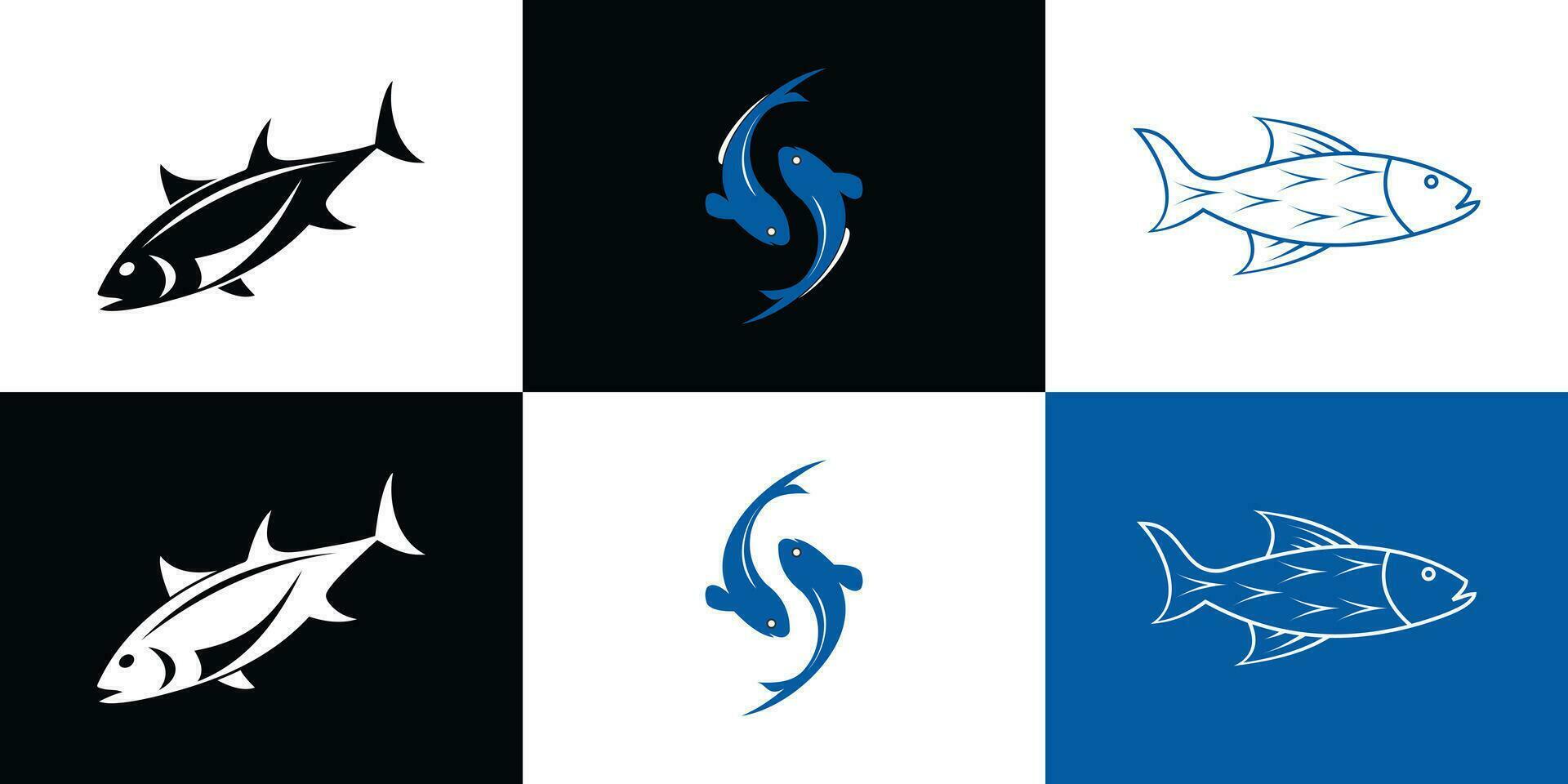Set fish logo design with creative concept Premium Vector