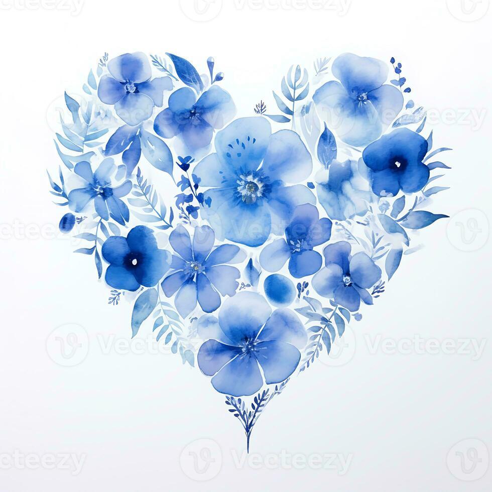 Watercolor Beautiful Flowers forming Heart Love Floral Clipart photo