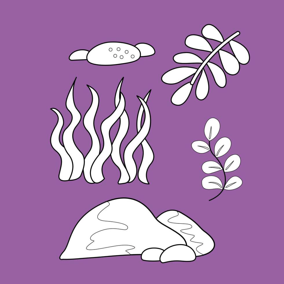 Leaf Leaves Nature Cartoon Digital Stamp Outline vector