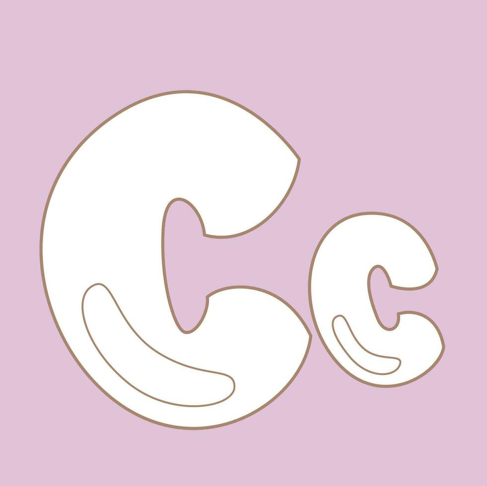 Alphabet C For Vocabulary School Lesson Cartoon Digital Stamp Outline vector