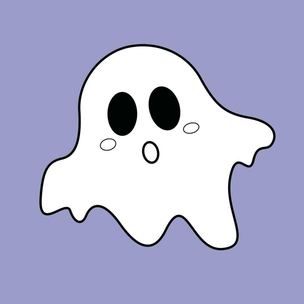 Cute Ghost Halloween Costume Cartoon Digital Stamp outline vector
