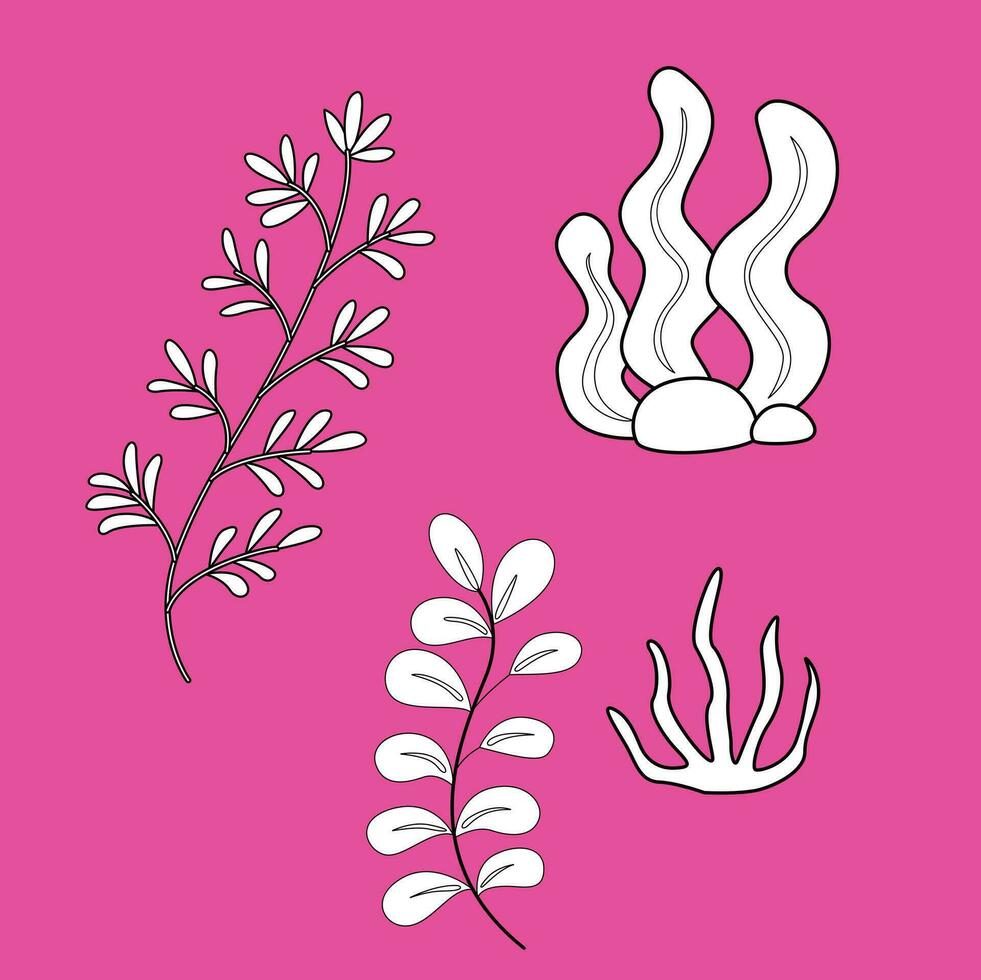 hoja hojas naturaleza dibujos animados digital sello contorno vector