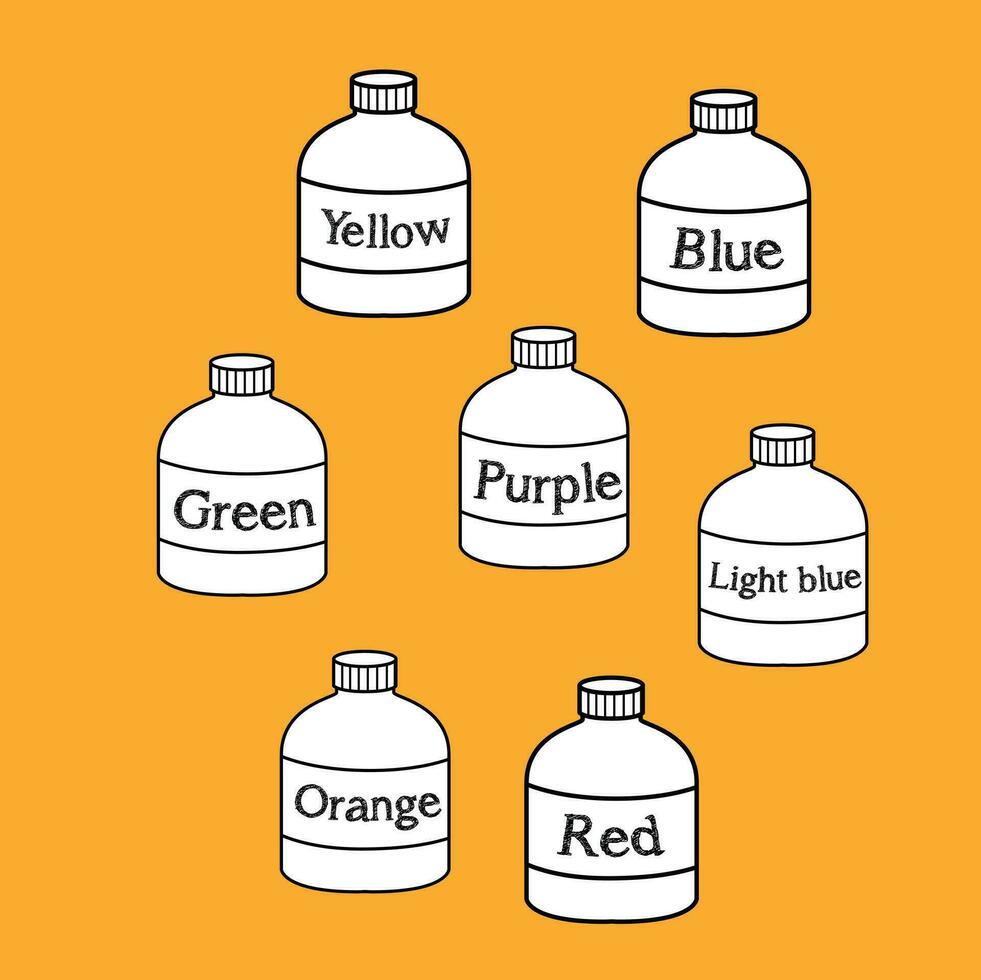 Painting Colour Bottle Cartoon Digital Stamp Outline vector