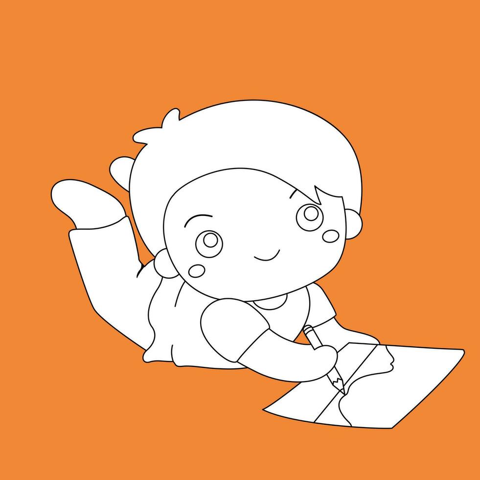Cute Kids Crafting and Painting Activity School Cartoon Digital Stamp Outline vector