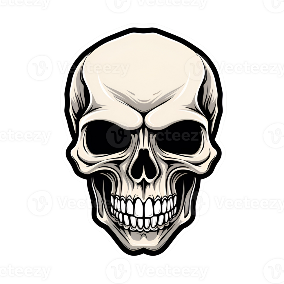 Cartoon Style Halloween Skull No Background Applicable to any Context Perfect for Print on Demand Merchandise AI Generative png