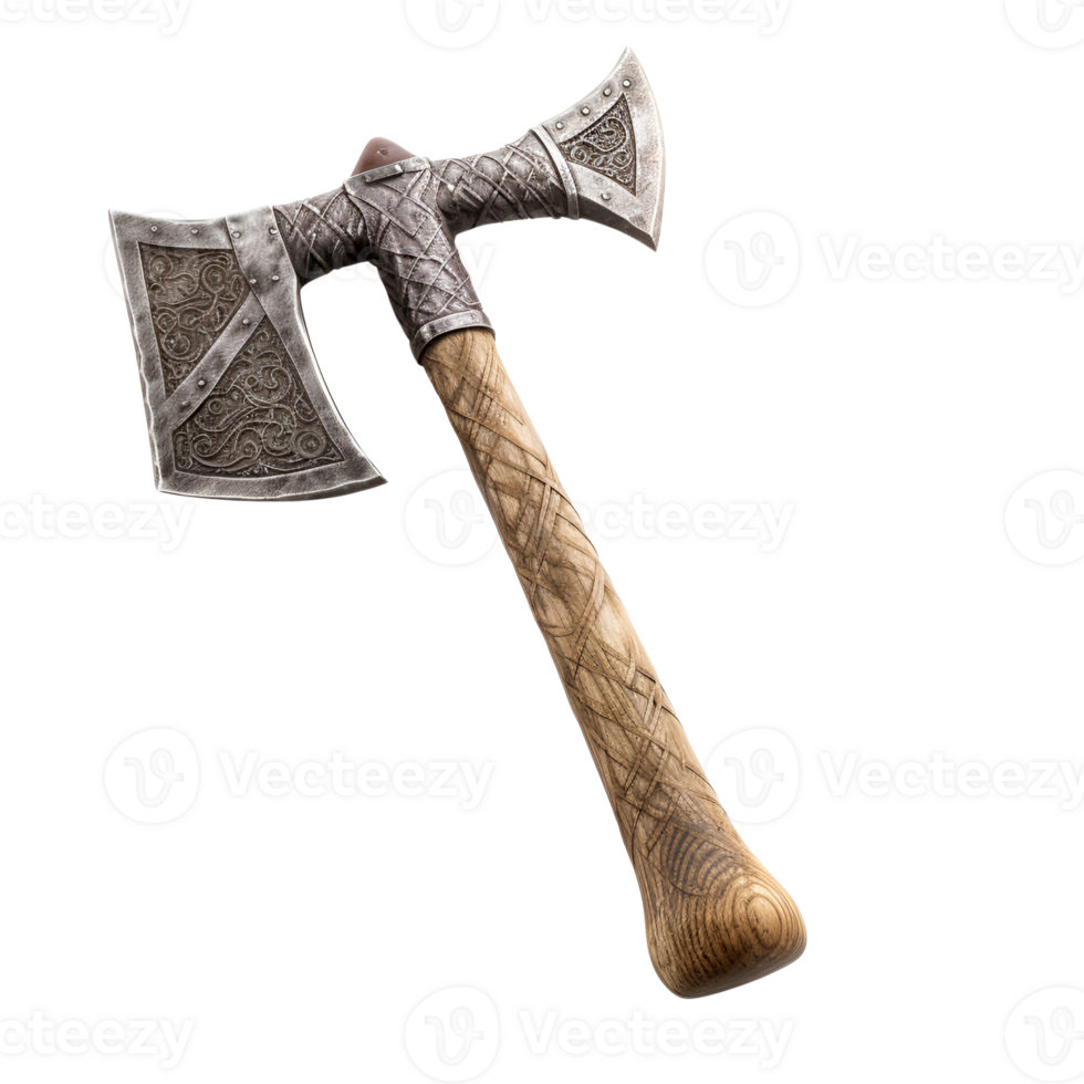 Medieval Style War Axe Fighting Axe Viking Axe No Background Applicable to Any Content AI Generative png