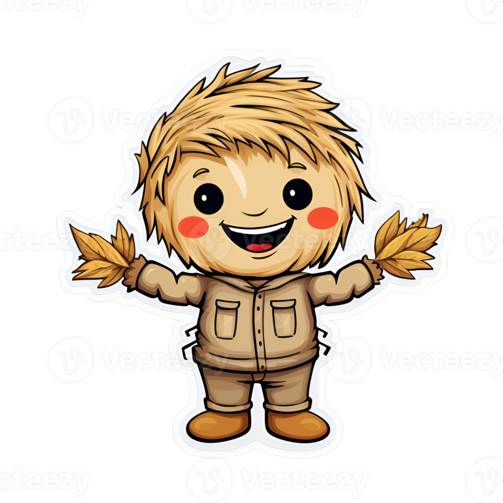 Cartoon Style Halloween Scarecrow Strawman Pumpkin Monster No Background Transparent Background Applicable to any Context Perfect for Print on Demand Merchandise AI Generative png