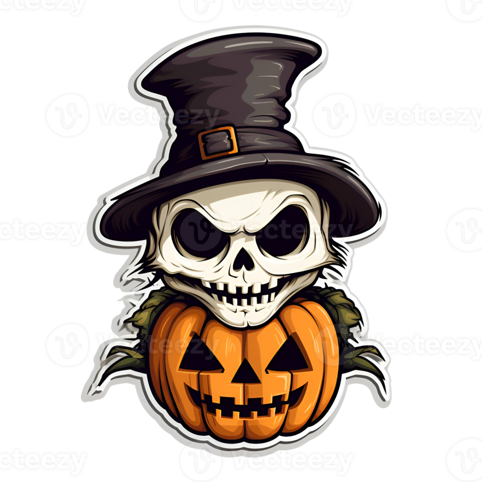 Cartoon Style Halloween Scarecrow Strawman Pumpkin Monster No Background Transparent Background Applicable to any Context Perfect for Print on Demand Merchandise AI Generative png