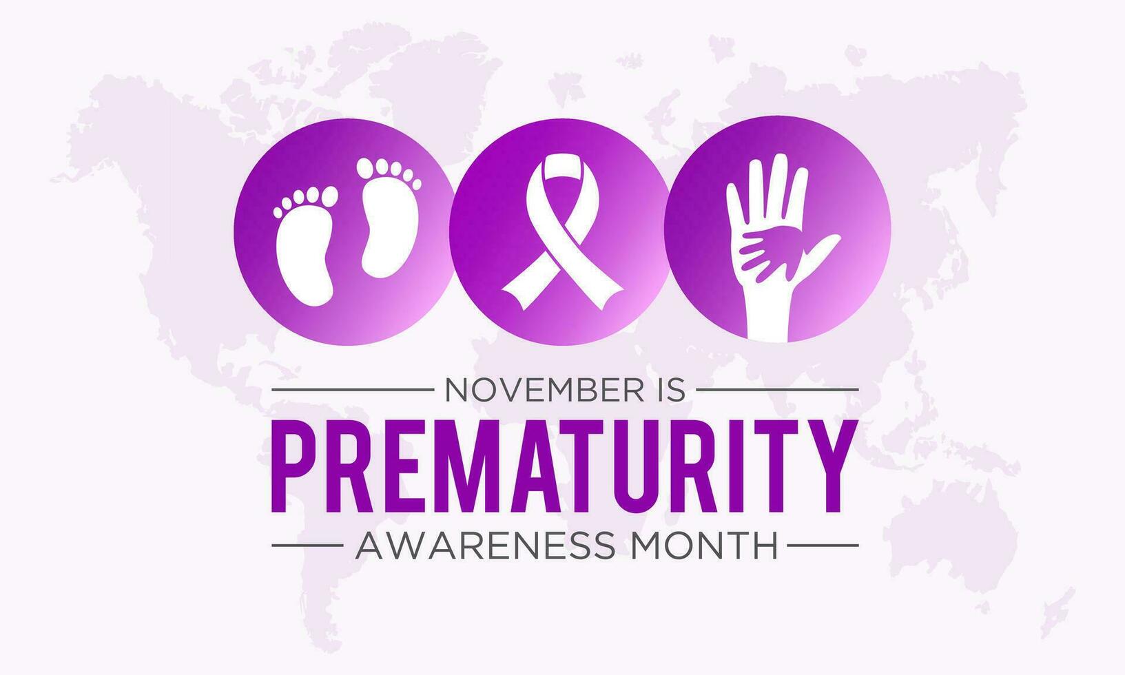 Prematurity awareness month is observed every year in november. November is national prematurity awareness month. Vector template for banner, greeting card, poster with background.