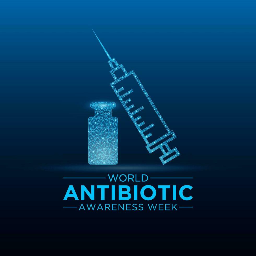 vector ilustración en el tema de mundo antibiótico conciencia semana observado cada año en durante noviembre 18 a 24 mundo antimicrobiano conciencia semana modelo para bandera, póster con antecedentes.