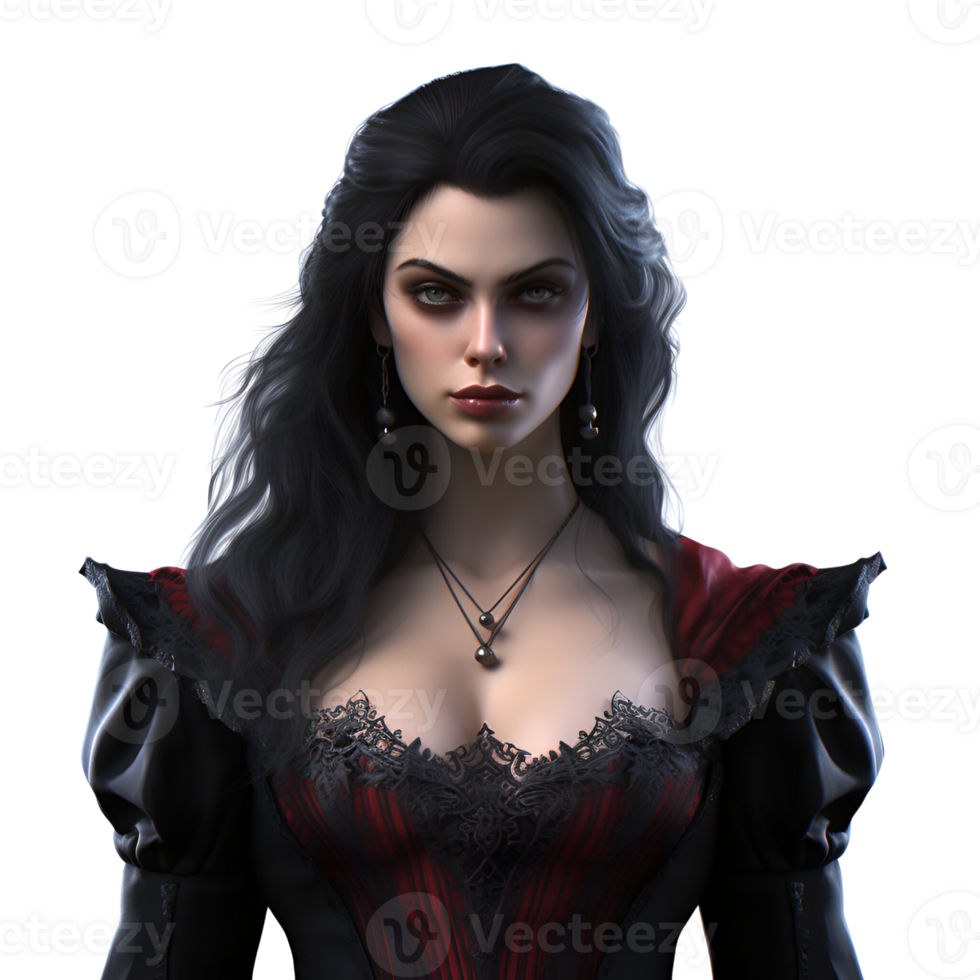 Beautiful Female Vampire No Background Perfect for print on demand merchandise AI Generative png