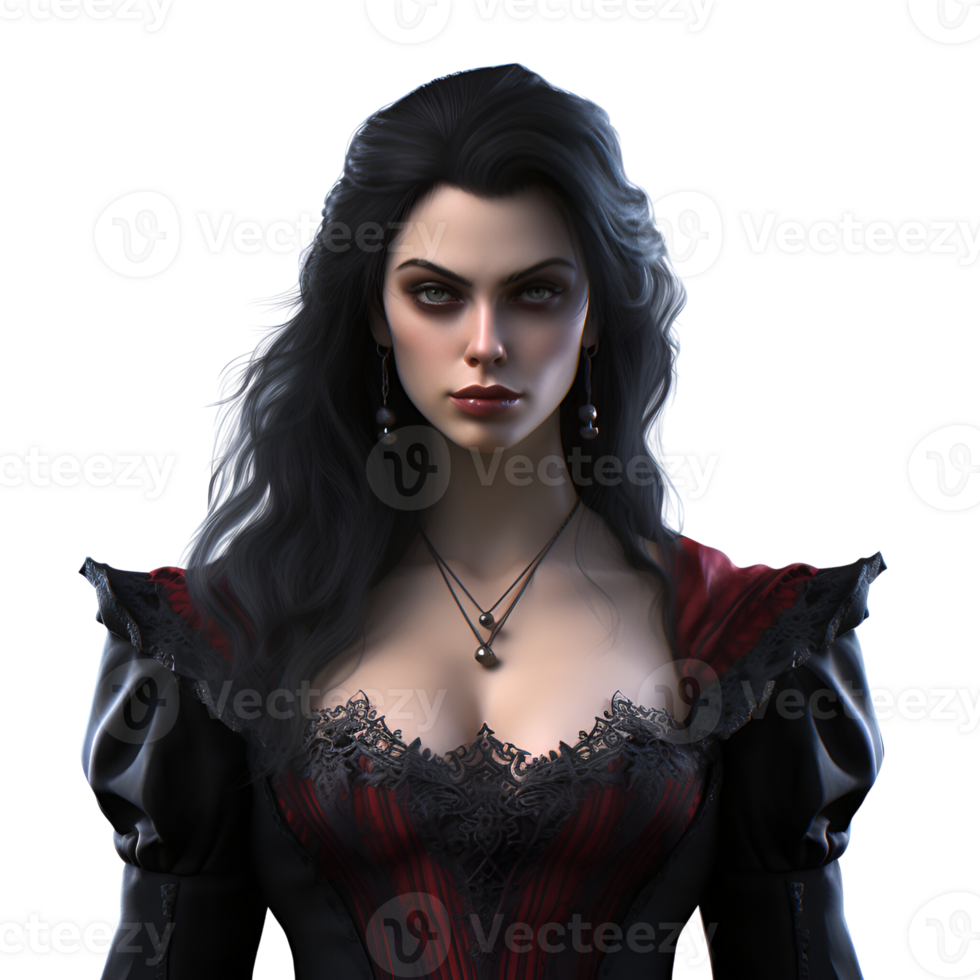 Beautiful Female Vampire No Background Perfect for print on demand merchandise AI Generative png