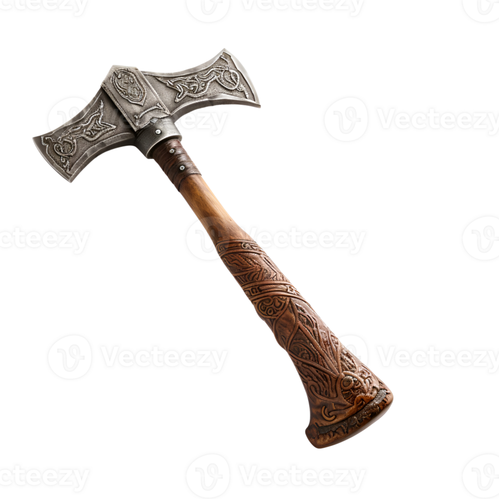 Medieval Style War Axe Fighting Axe Viking Axe No Background Applicable to Any Content AI Generative png