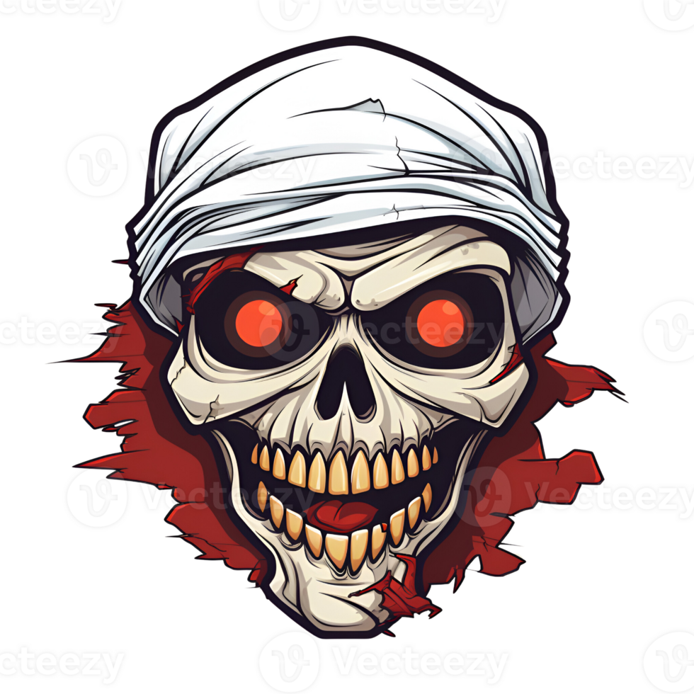 Cartoon Style Halloween Mummy Skeleton No Background Perfect for Print on Demand Merchandise AI Generative png