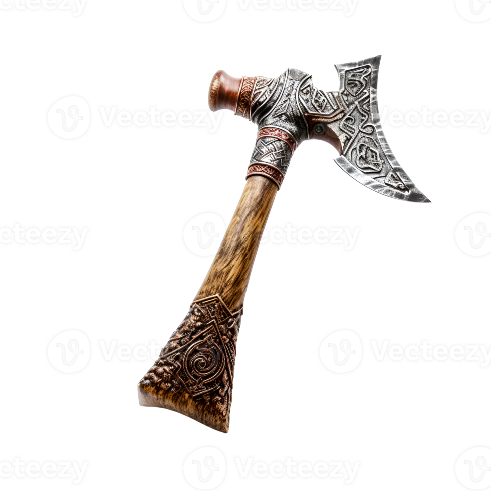Medieval Style War Axe Fighting Axe Viking Axe No Background Applicable to Any Content AI Generative png