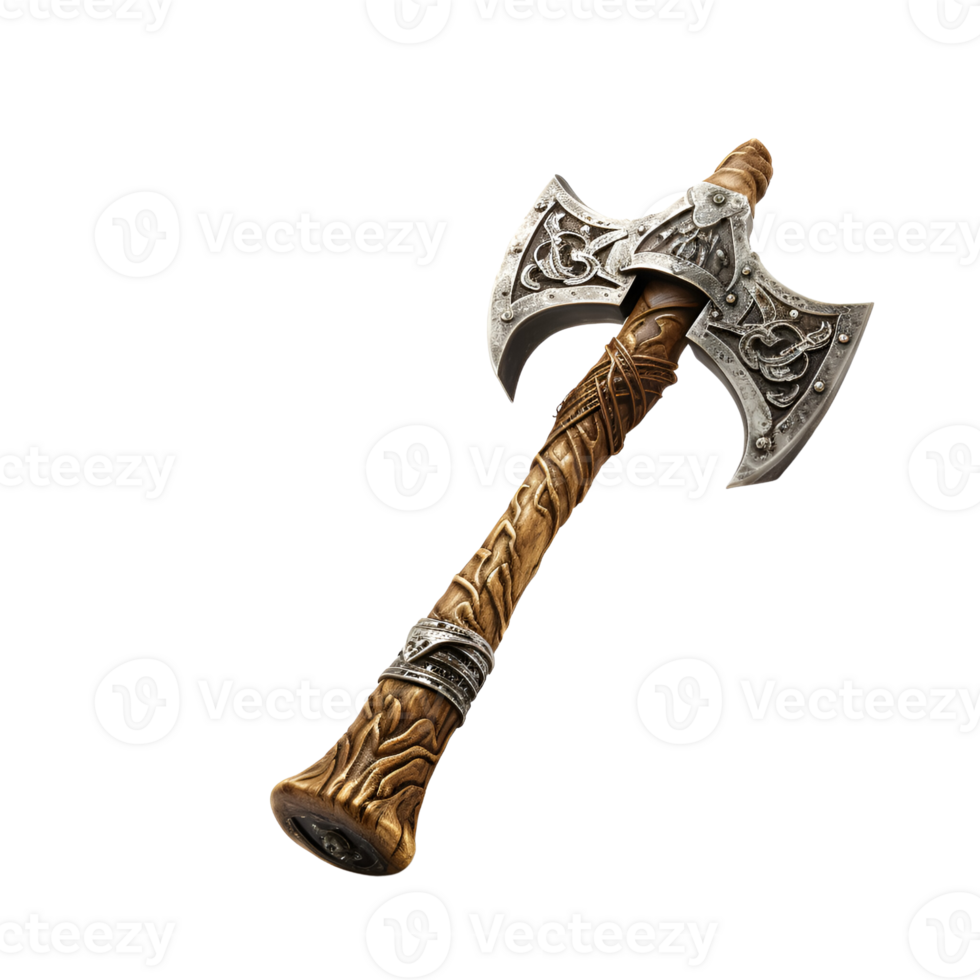 Medieval Style War Axe Fighting Axe Viking Axe No Background Applicable to Any Content AI Generative png