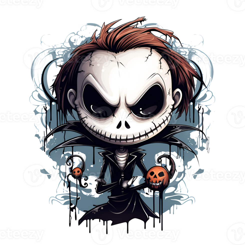 Cartoon Style Halloween Characters No Background Applicable to any context Perfect for Print On Demand Merchandise AI Generative png