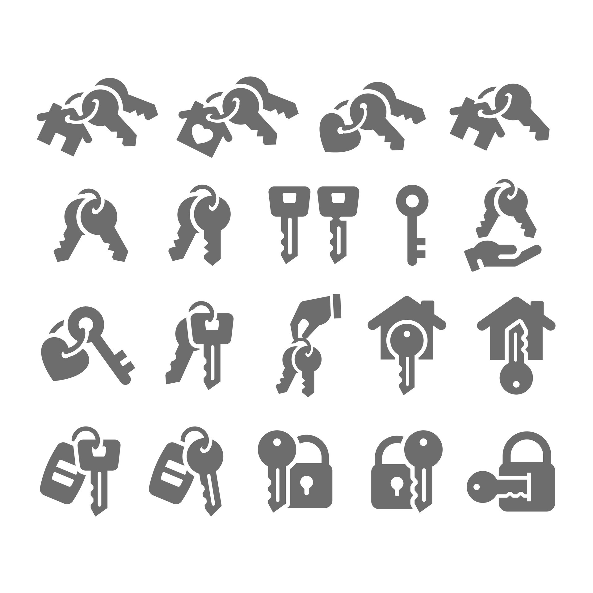 House and home keys vector icon set. Car keys, real estate and padlock icons. 29348770 Vector