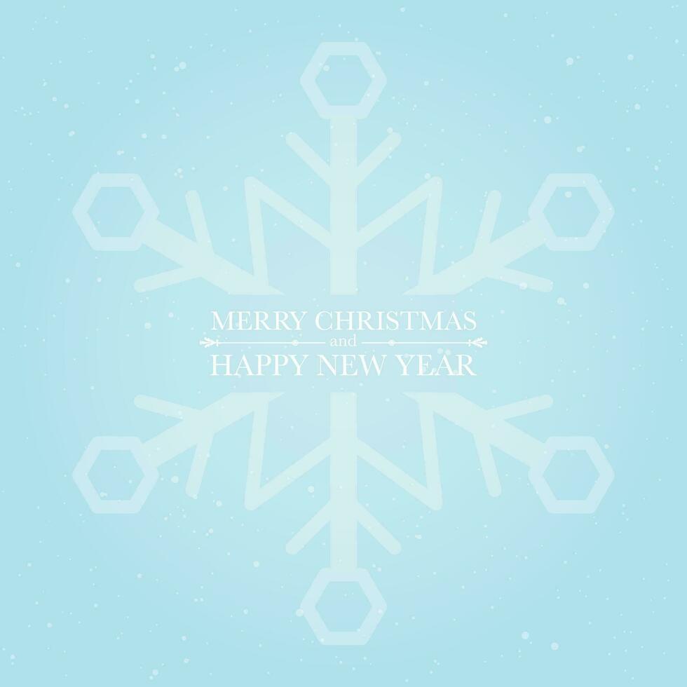 alegre Navidad y contento nuevo año con copo de nieve mínimo estilo saludo tarjeta modelo. vector