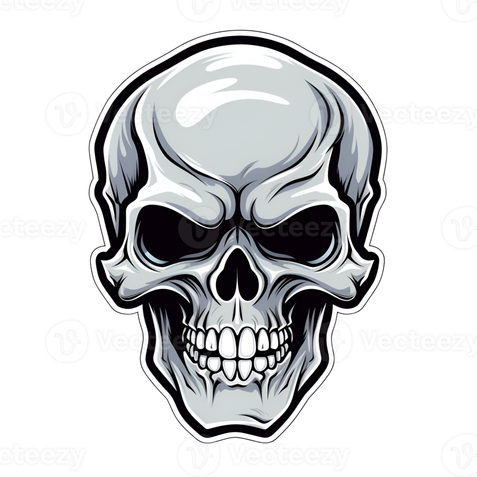 Cartoon Style Halloween Skull No Background Applicable to any Context Perfect for Print on Demand Merchandise AI Generative png