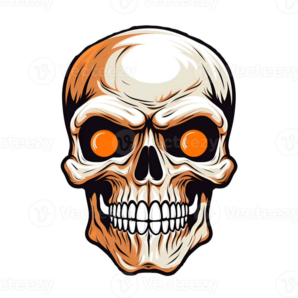 Cartoon Style Halloween Skull No Background Applicable to any Context Perfect for Print on Demand Merchandise AI Generative png