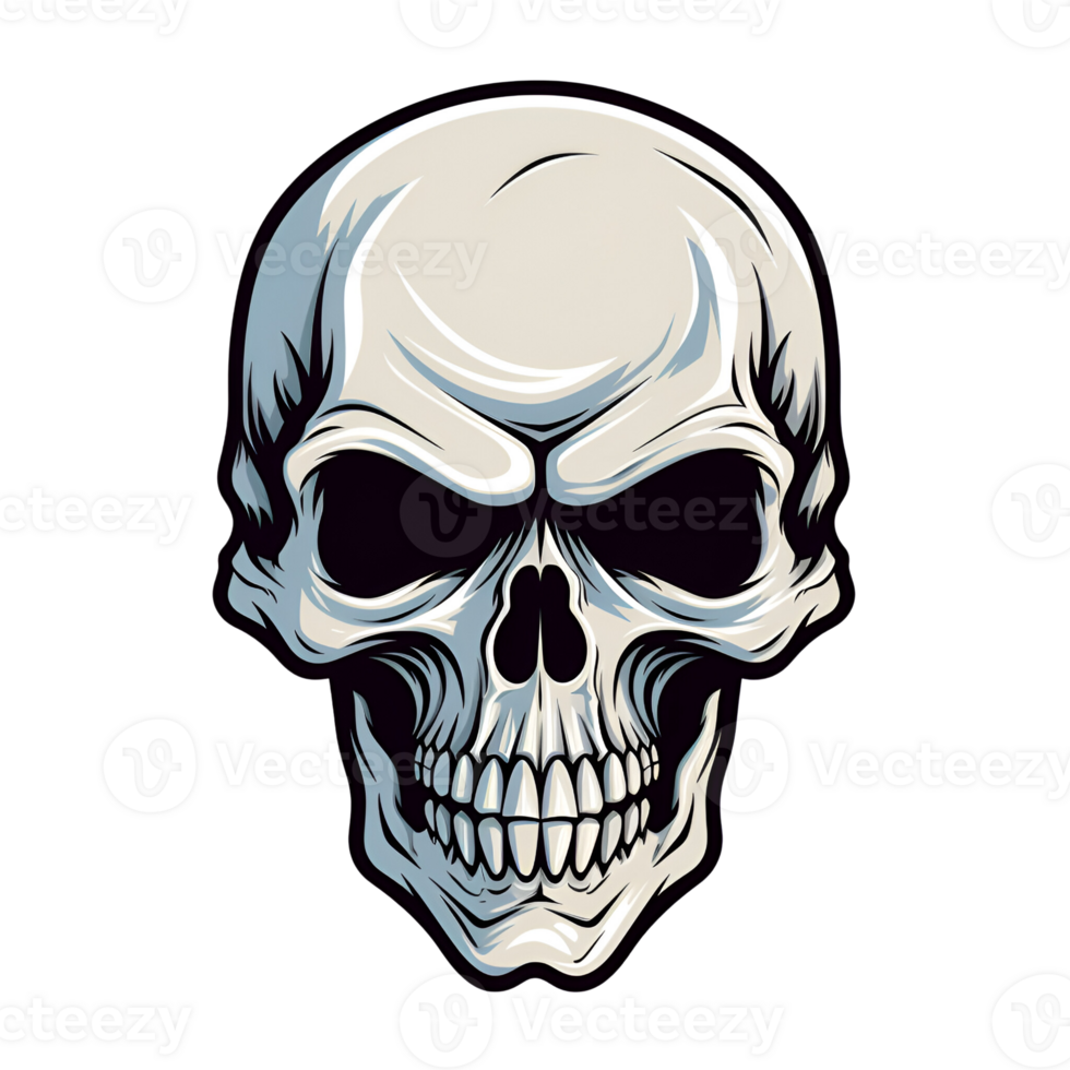 Cartoon Style Halloween Skull No Background Applicable to any Context Perfect for Print on Demand Merchandise AI Generative png