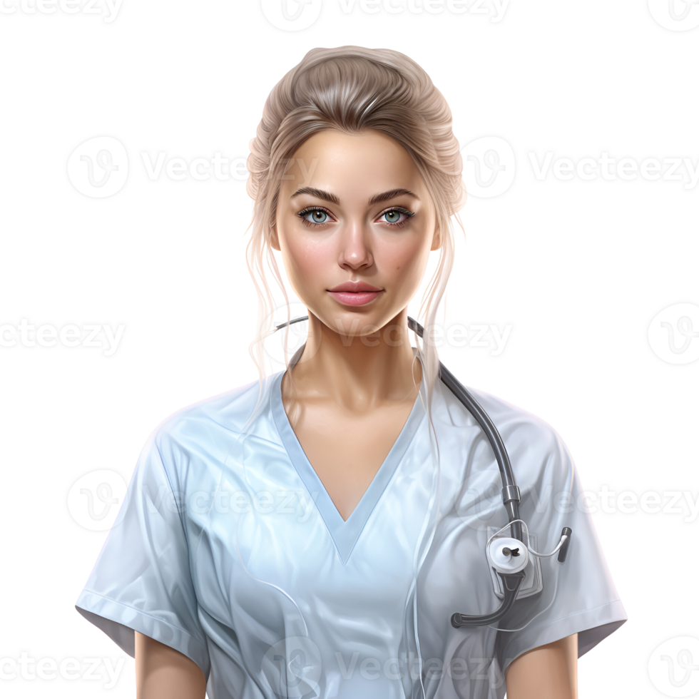 Beautiful Female Nurse Character No Background AI Generated png