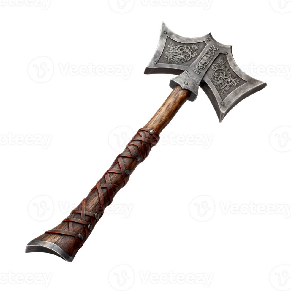 Medieval Style War Axe Fighting Axe Viking Axe No Background Applicable to Any Content AI Generative png