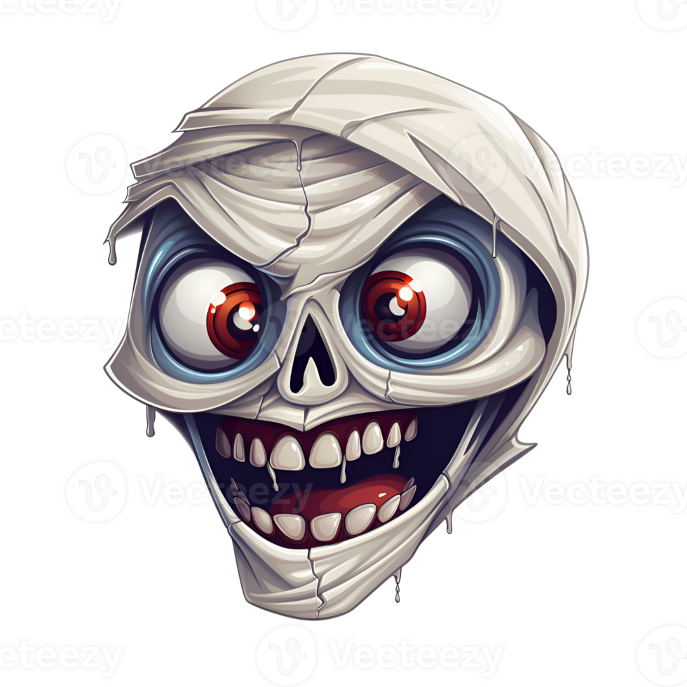 Cartoon Style Halloween Mummy Skeleton No Background Perfect for Print on Demand Merchandise AI Generative png