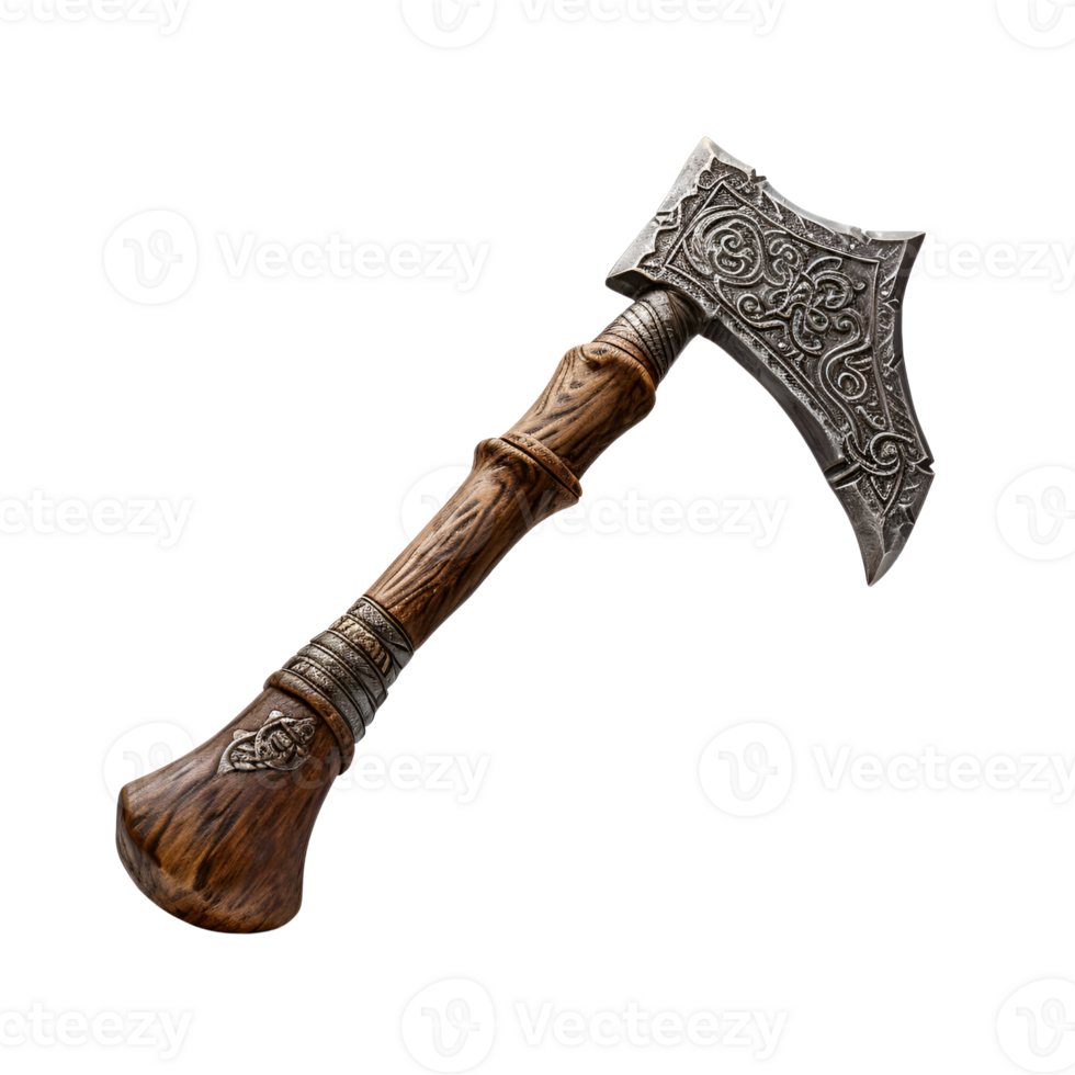 Medieval Style War Axe Fighting Axe Viking Axe No Background Applicable to Any Content AI Generative png