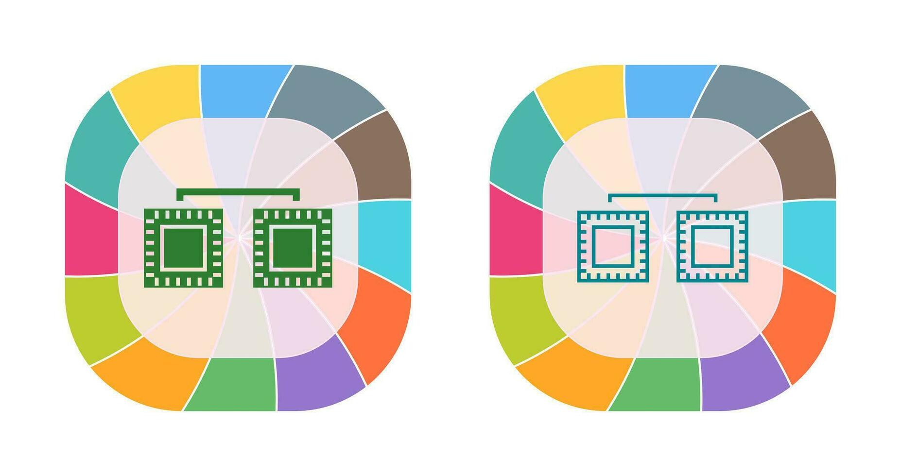 Unique Processors Connected Vector Icon