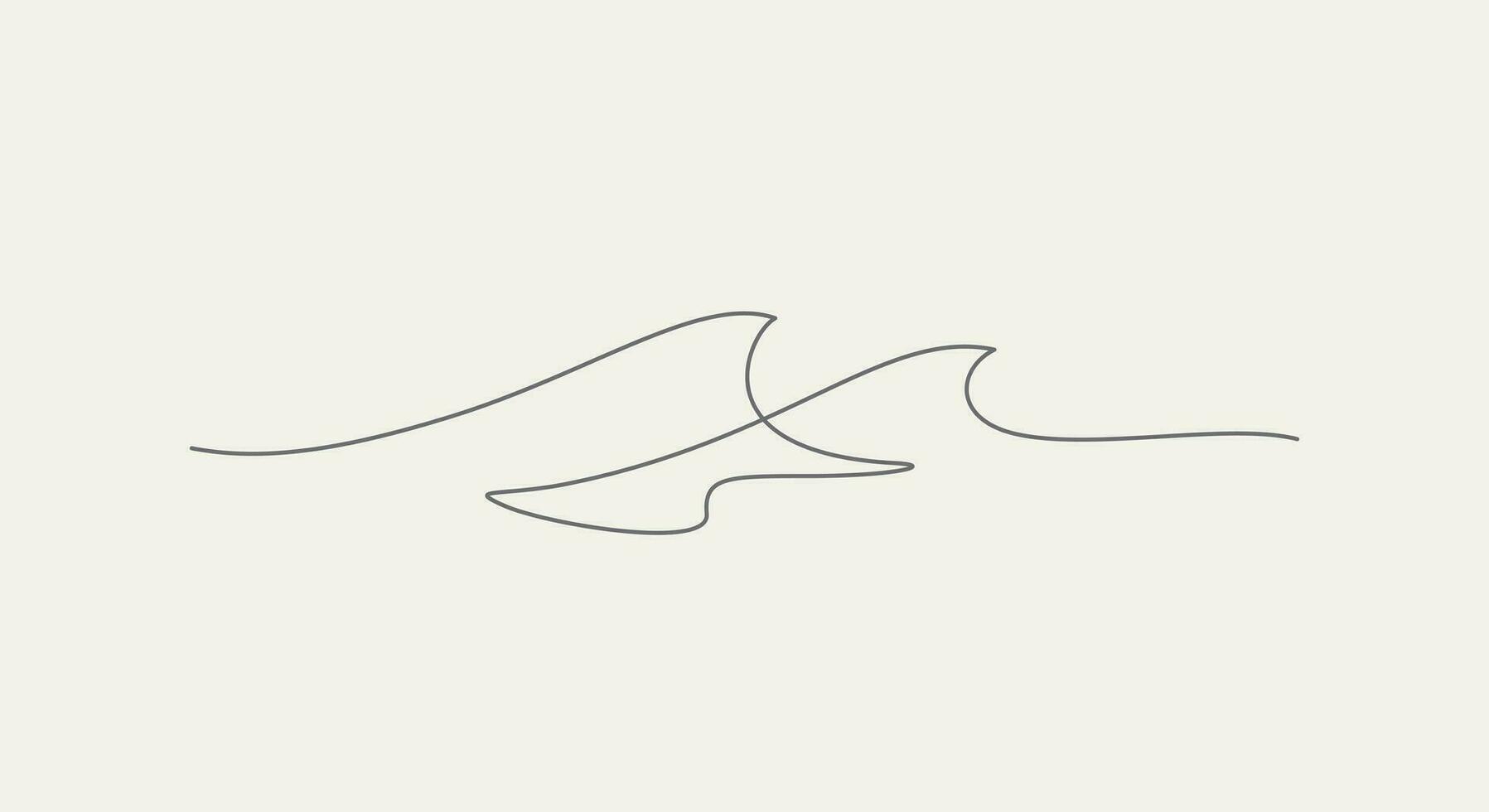 sea wave water one line minimalist style thin line vector