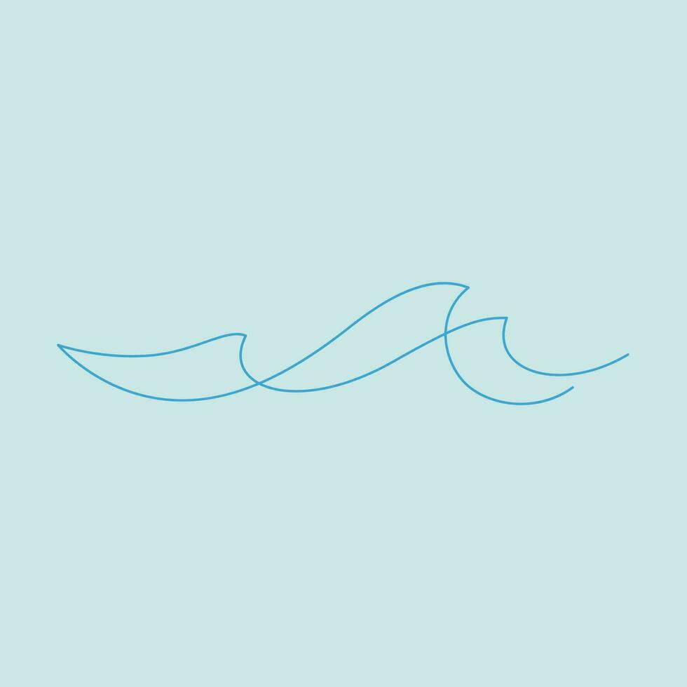 sea wave pattern minimalism concept one line vector