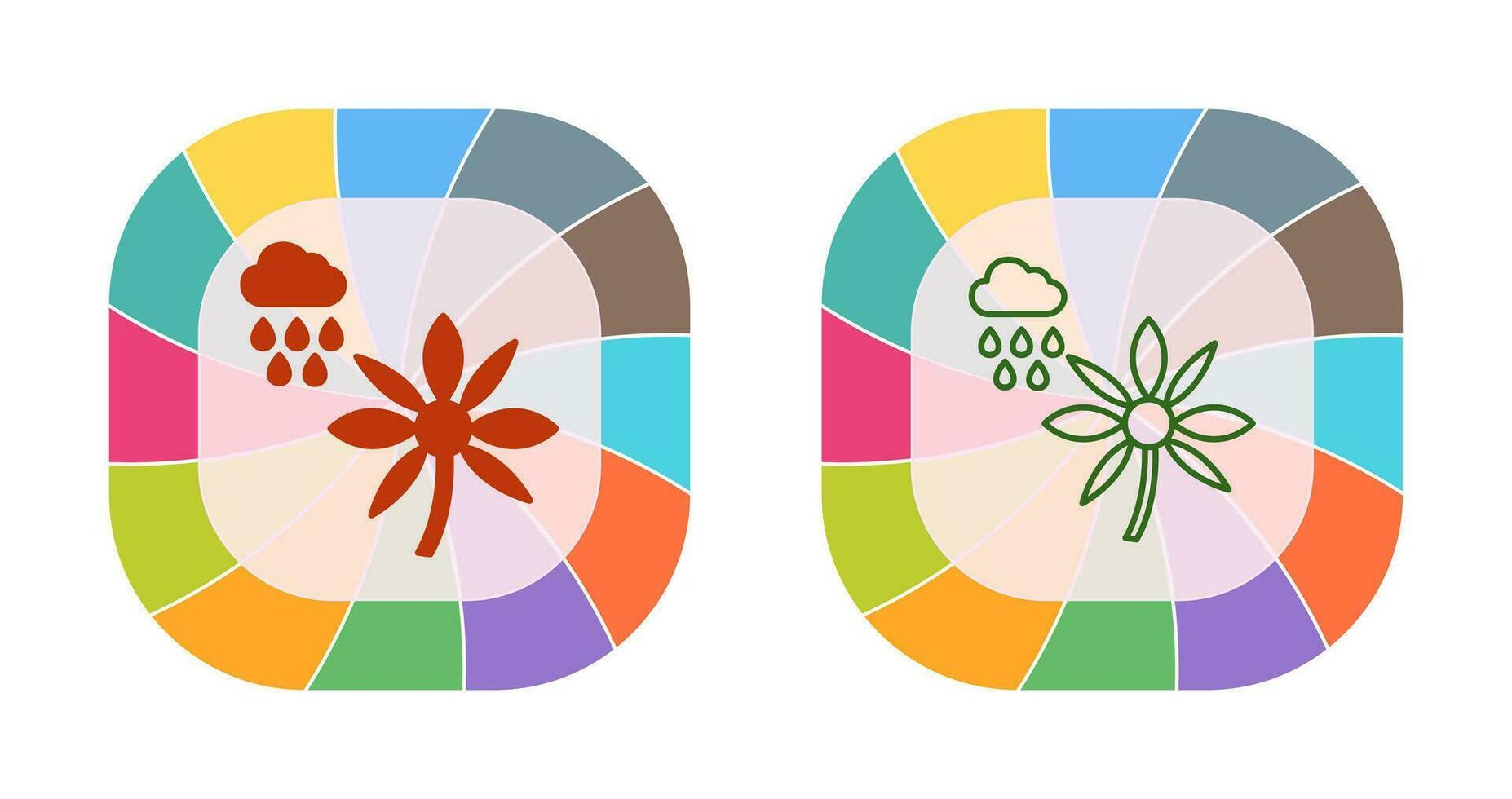 Flower with rain Vector Icon