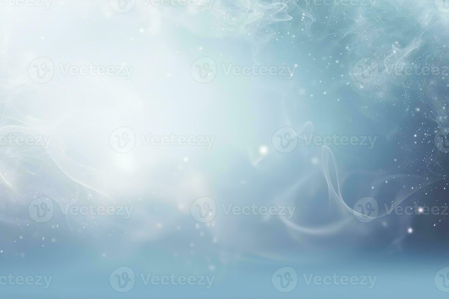 Abstract blue Christmas background with empty space. Smoke, bokeh lights. Copy space for your text. Merry Xmas, Happy New Year. Festive backdrop. Generative AI. photo