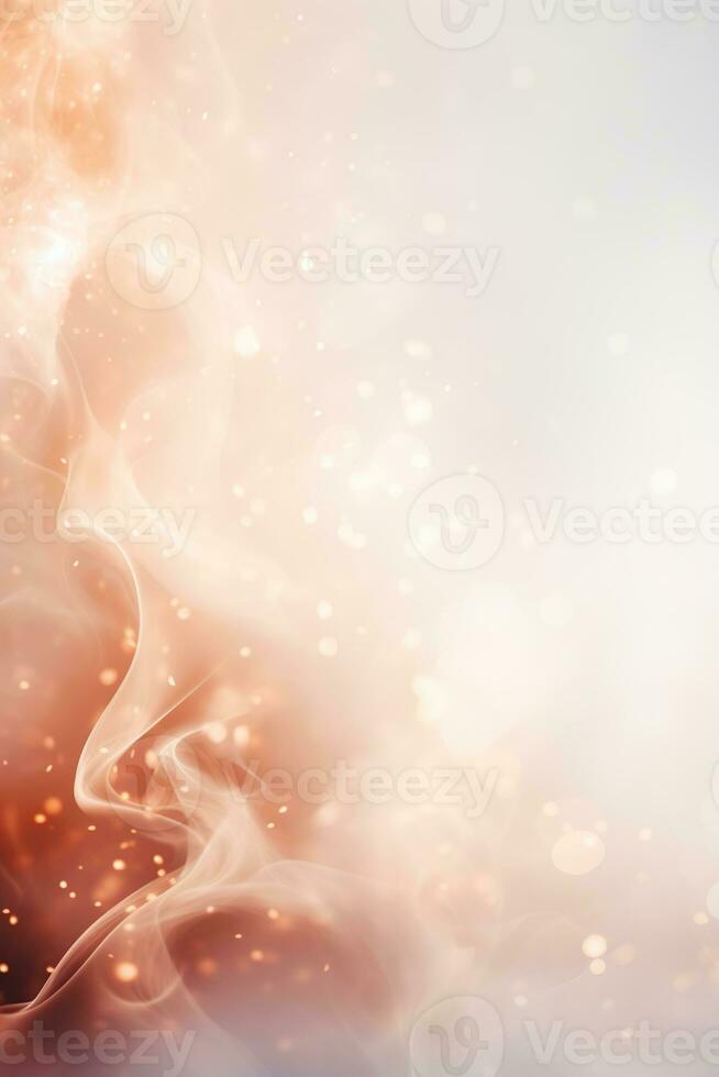 Abstract Christmas background with empty space. Smoke, bokeh lights. Copy space for your text. Merry Xmas, Happy New Year. Festive vertical backdrop. Generative AI. photo