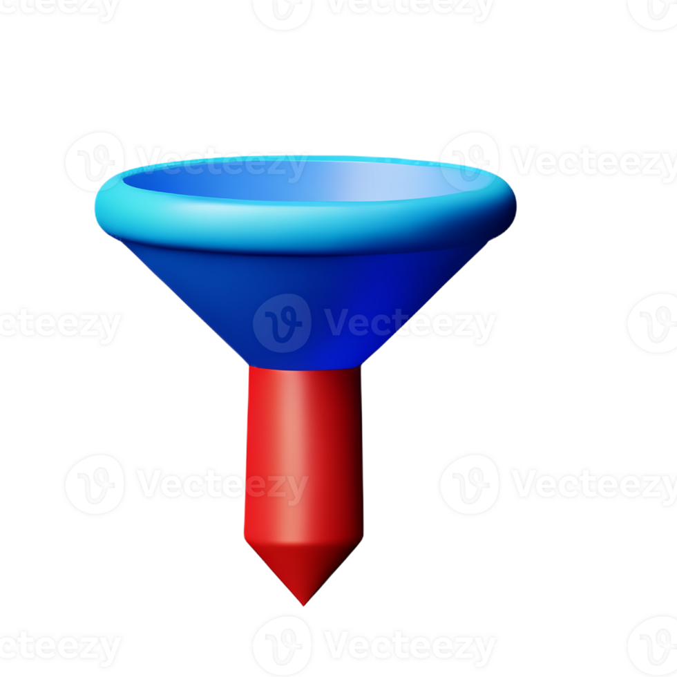 funnel 3d rendering icon illustration png