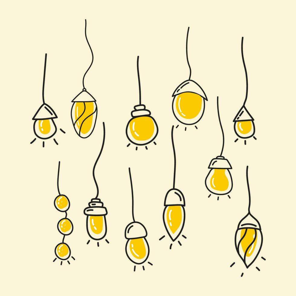 hanging lamp hand drawn doodle vector collection
