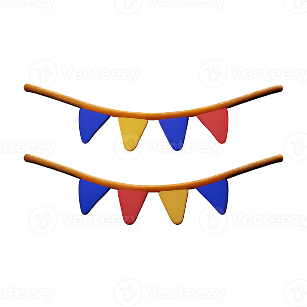 bunting 3d rendering icon illustration png