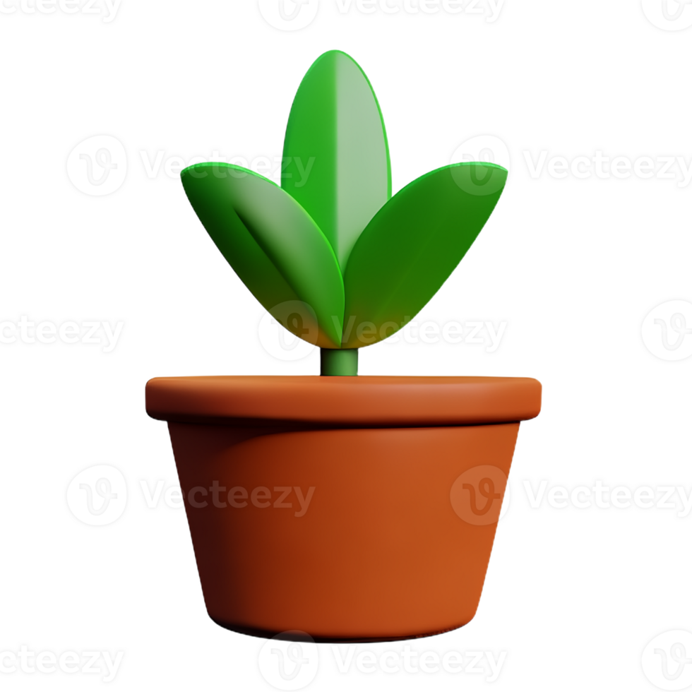 potted plants 3d rendering icon illustration png