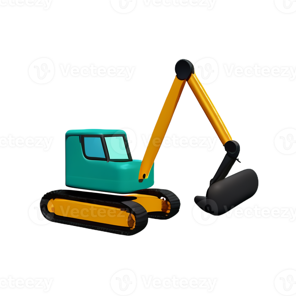 excavator 3d rendering icon illustration png