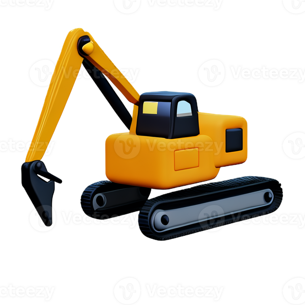 excavator 3d rendering icon illustration png