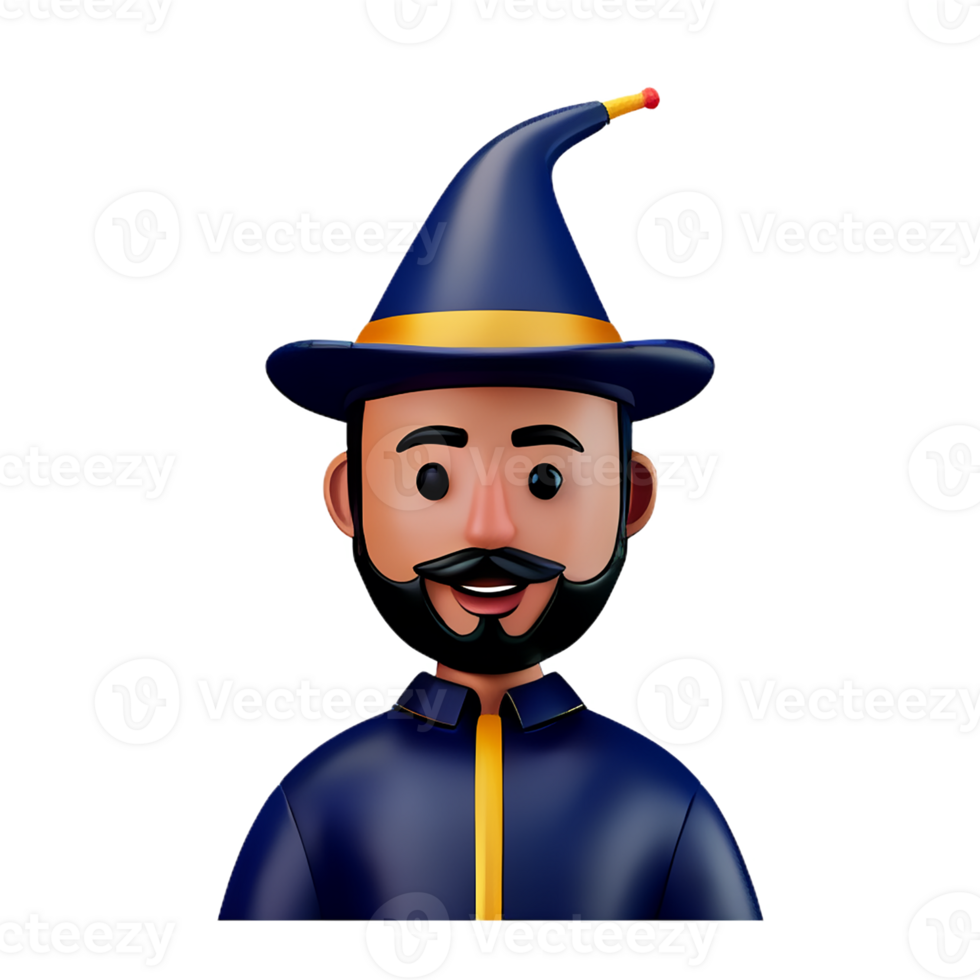 wizard face 3d rendering icon illustration png