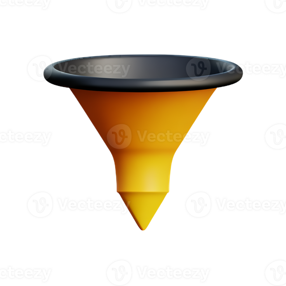 funnel 3d rendering icon illustration png