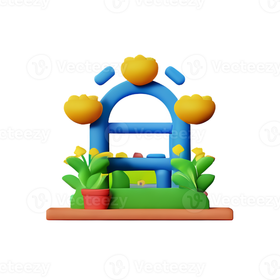 flower corner 3d rendering icon illustration png