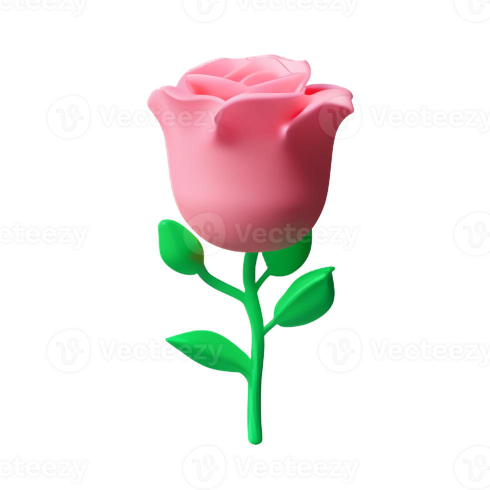 pink rose 3d rendering icon illustration png