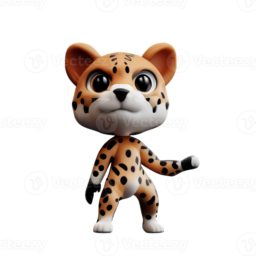 cheetah 3d rendering icon illustration png