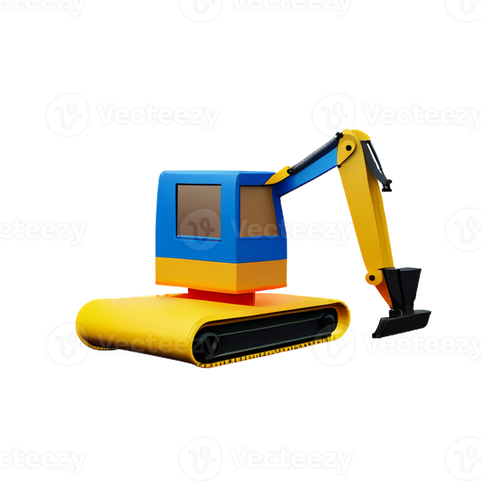 excavator 3d rendering icon illustration png